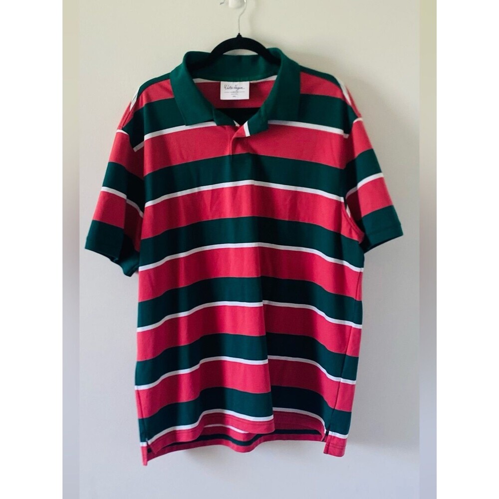 Walter Hagen Dark Green, Pink and White Striped Polo Siz XXL Golf Performance